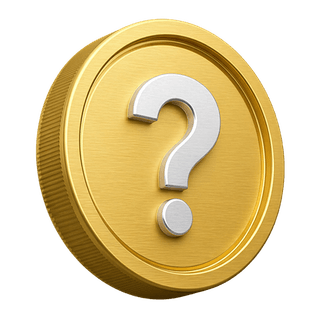Moneda 3D dorada con signo de pregunta como adorno en una página de FAQ
